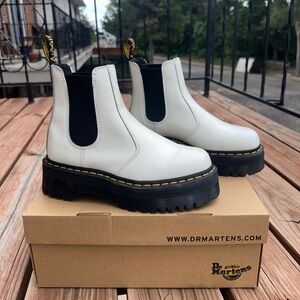 Dr. Martens 2976 Smooth Leather White Platform Chelsea Boots